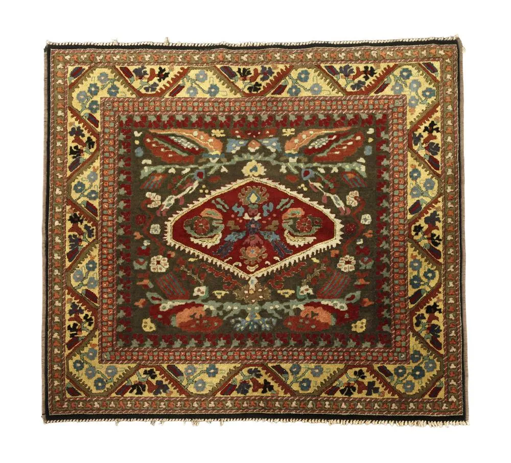 Antique Tetex Hooked Medallion Rug