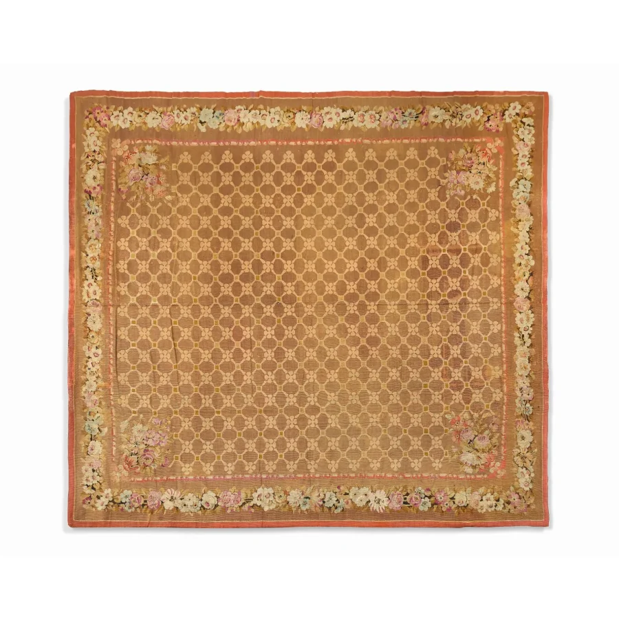 Antique Aubusson Floral Rug