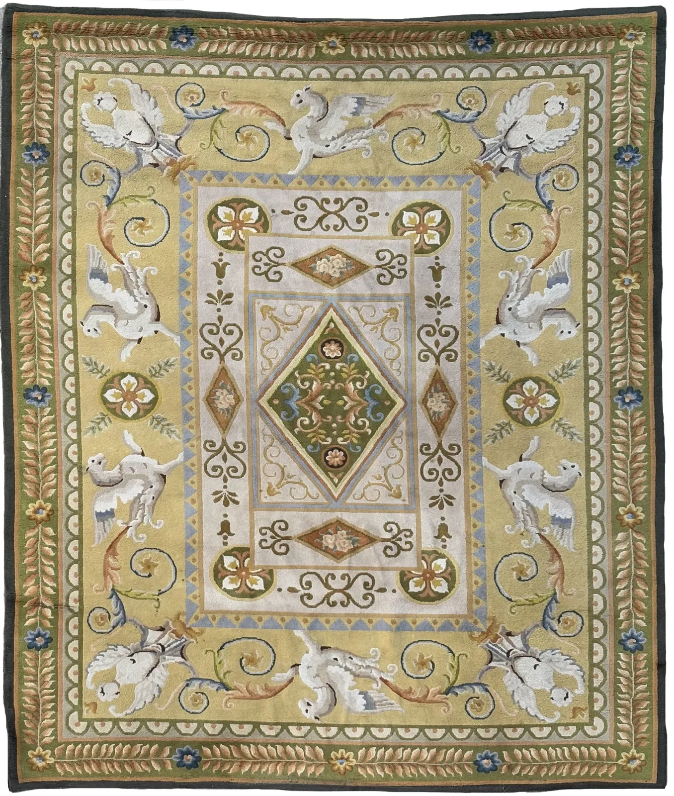 Antique Spanish Savonnerie Medallion Rug