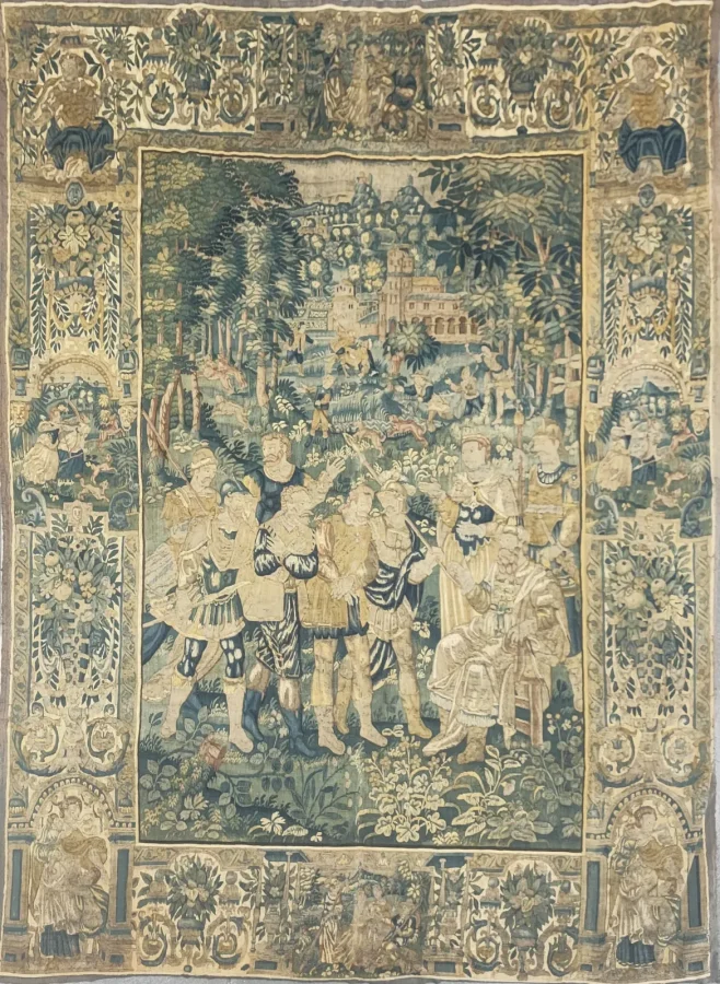 Antique Belgian Pictorial Tapestry